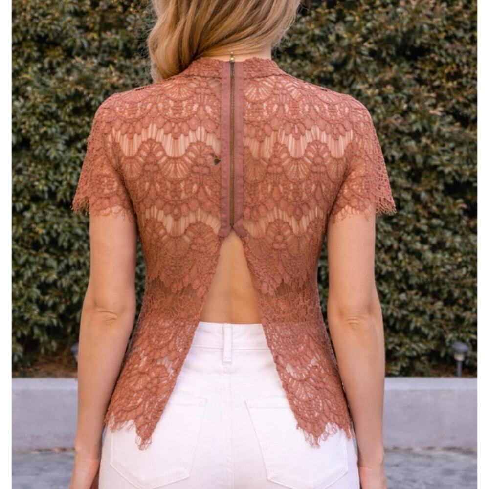 Inny Floral Lace Sheer Top Open Back Zipper – Size M | Boho Fairy Y2K Coquette